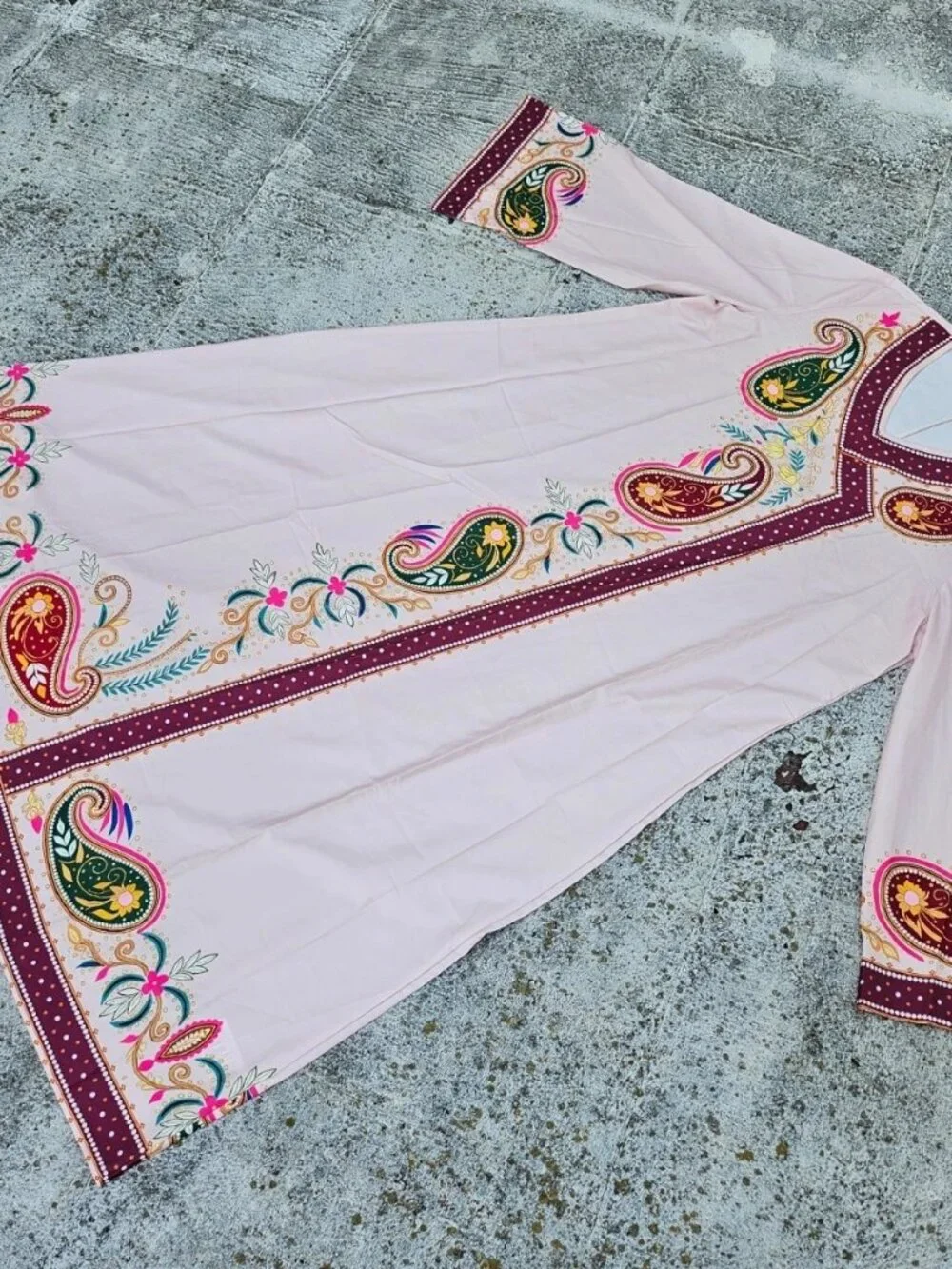 Women Dress Middle Eastern Robe Spring Summer Fashion Ethnic Print Size Plus 2XL - Picture 7 of 12